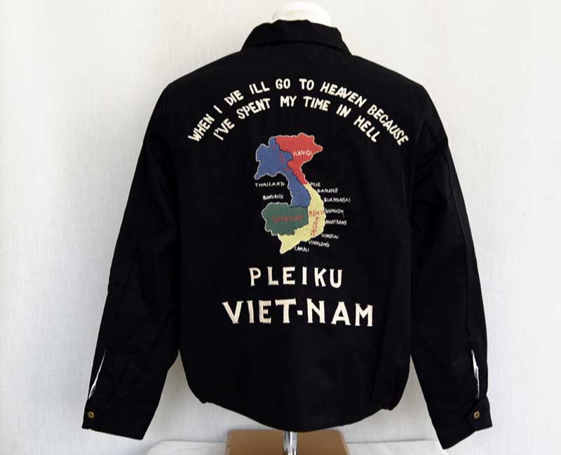 Tailor Toyo TT15892 Vietnam Jacket – Mid 1960s Style Tiger & Vietnam Map Souvenir Jacket – Cotton Twill – Made in Japan