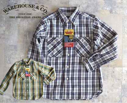 WAREHOUSE  FLANNEL SHIRTS E柄 D柄【2025 MODEL】OR1-NVY/BROWNネルシャツ Lot3104