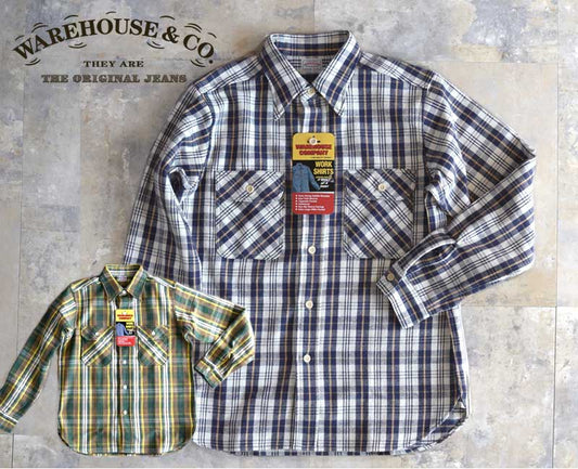 WAREHOUSE  FLANNEL SHIRTS E柄 D柄【2025 MODEL】OR1-NVY/BROWNネルシャツ Lot3104