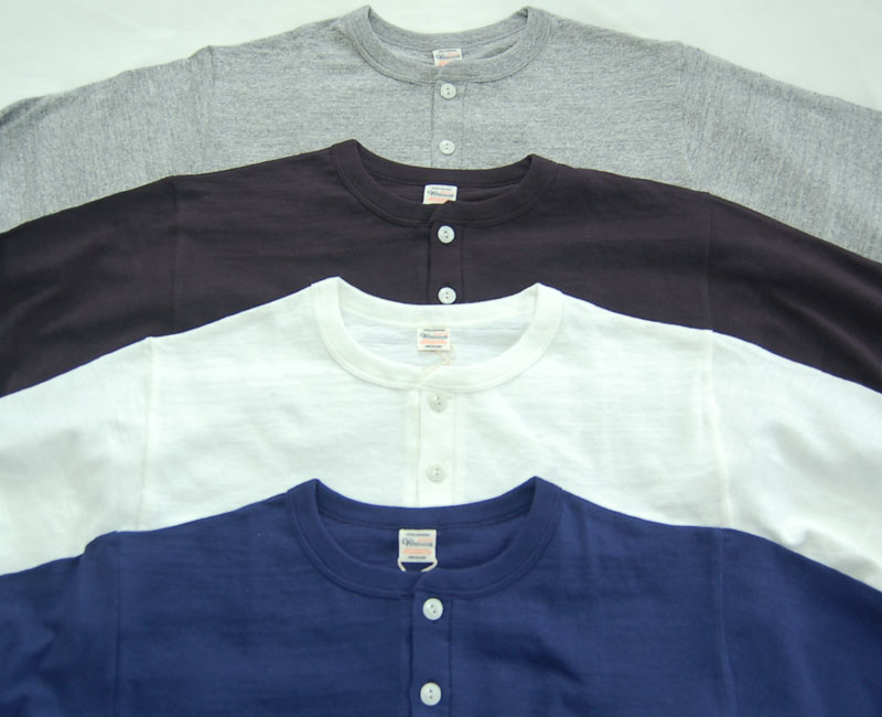 WAREHOUSE & CO. Lot 5907 ヘンリーネック ロングスリーブTシャツ 12番ムラ糸天竺 “シャドウボーダー”