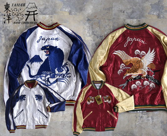 TT15790-170 ： TAILOR TOYO 東洋 Mid 1950s Style Acetate Souvenir Jacket 【EAGLE × BLUE TIGER】