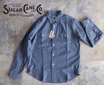 SUGAR CANE  BLUE CHAMBRAY WORK SHIRT (LONG SLEEVE) Lot No. SC27850